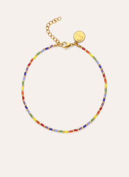 Tobillera Rainbow Acero Baño Oro