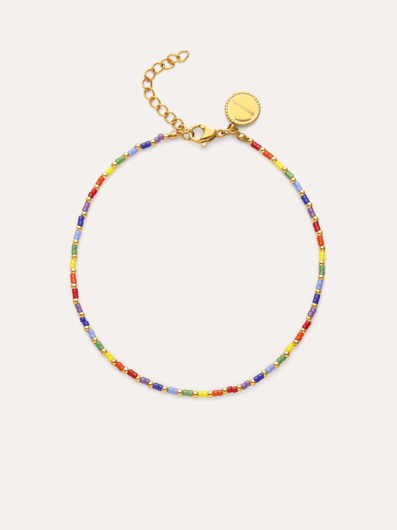 Tobillera Rainbow Acero Baño Oro
