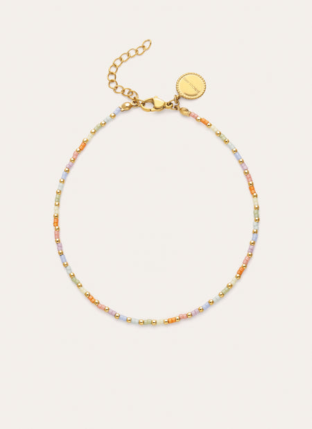 Tobillera Rainbow Pastel Acero Baño Oro