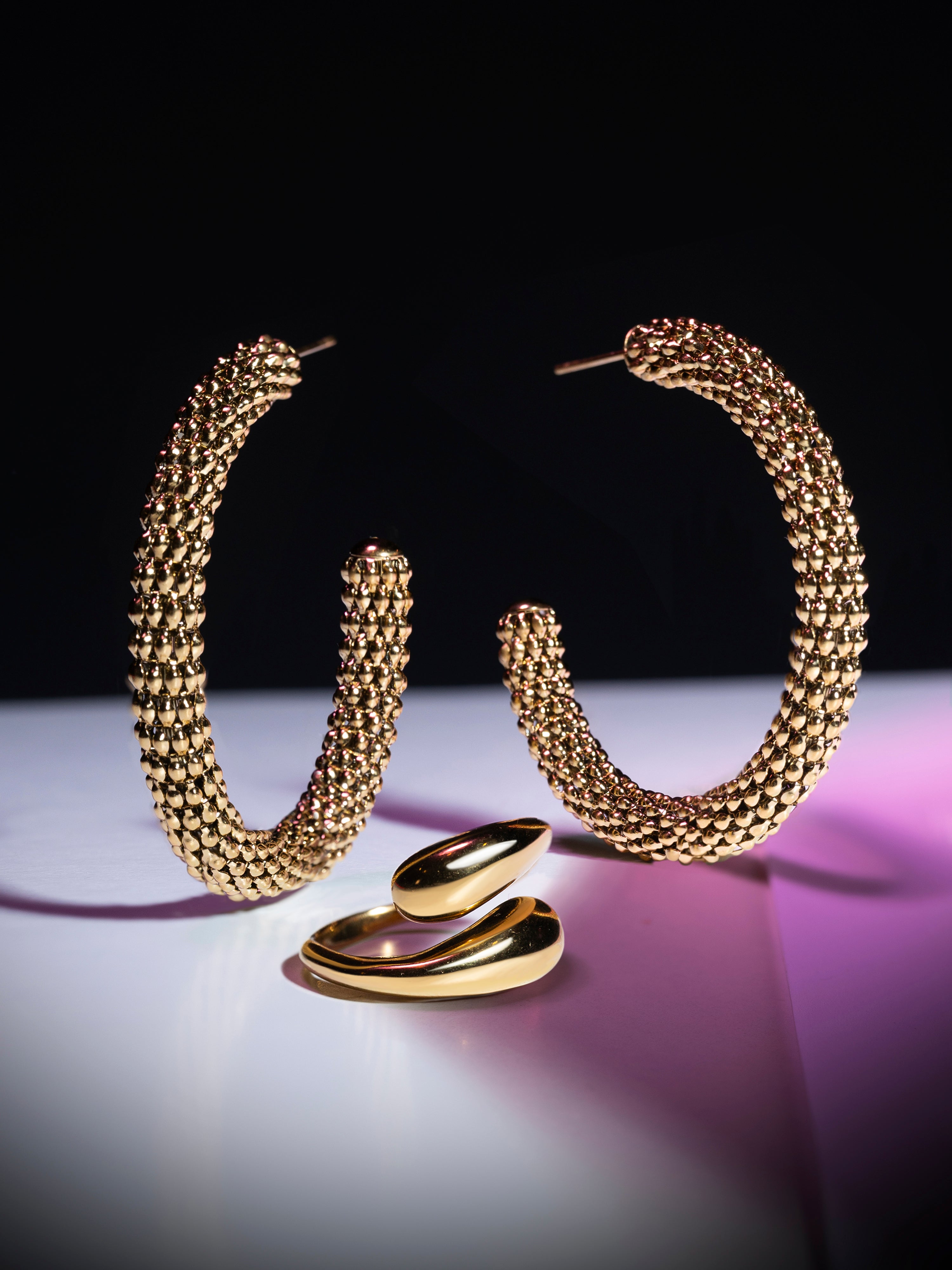 Abraccio Stainless Steel Gold Maxi Ring 