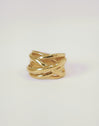 Triple Cross Stainless Steel Gold Ring 