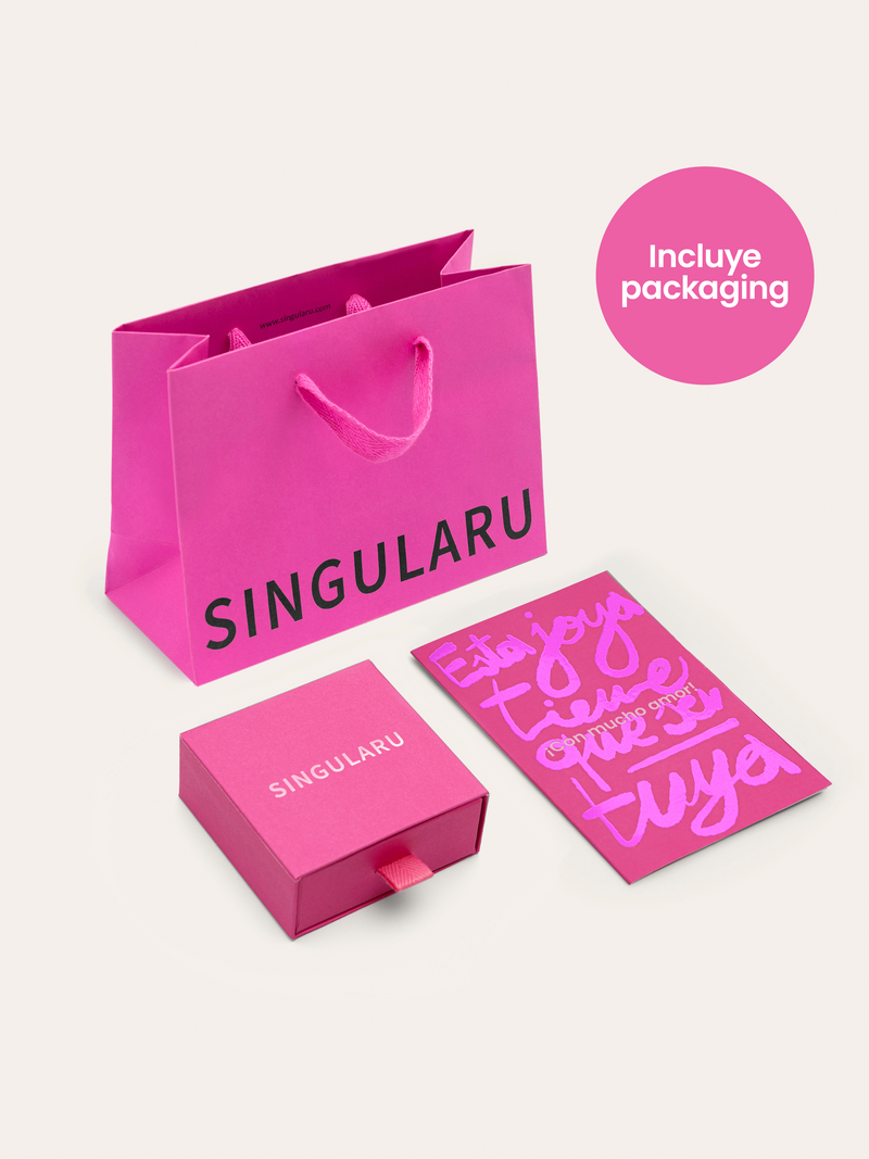 Pack Regalo Collar Bubbles y Pendientes Aro Rainbow Baño Oro
