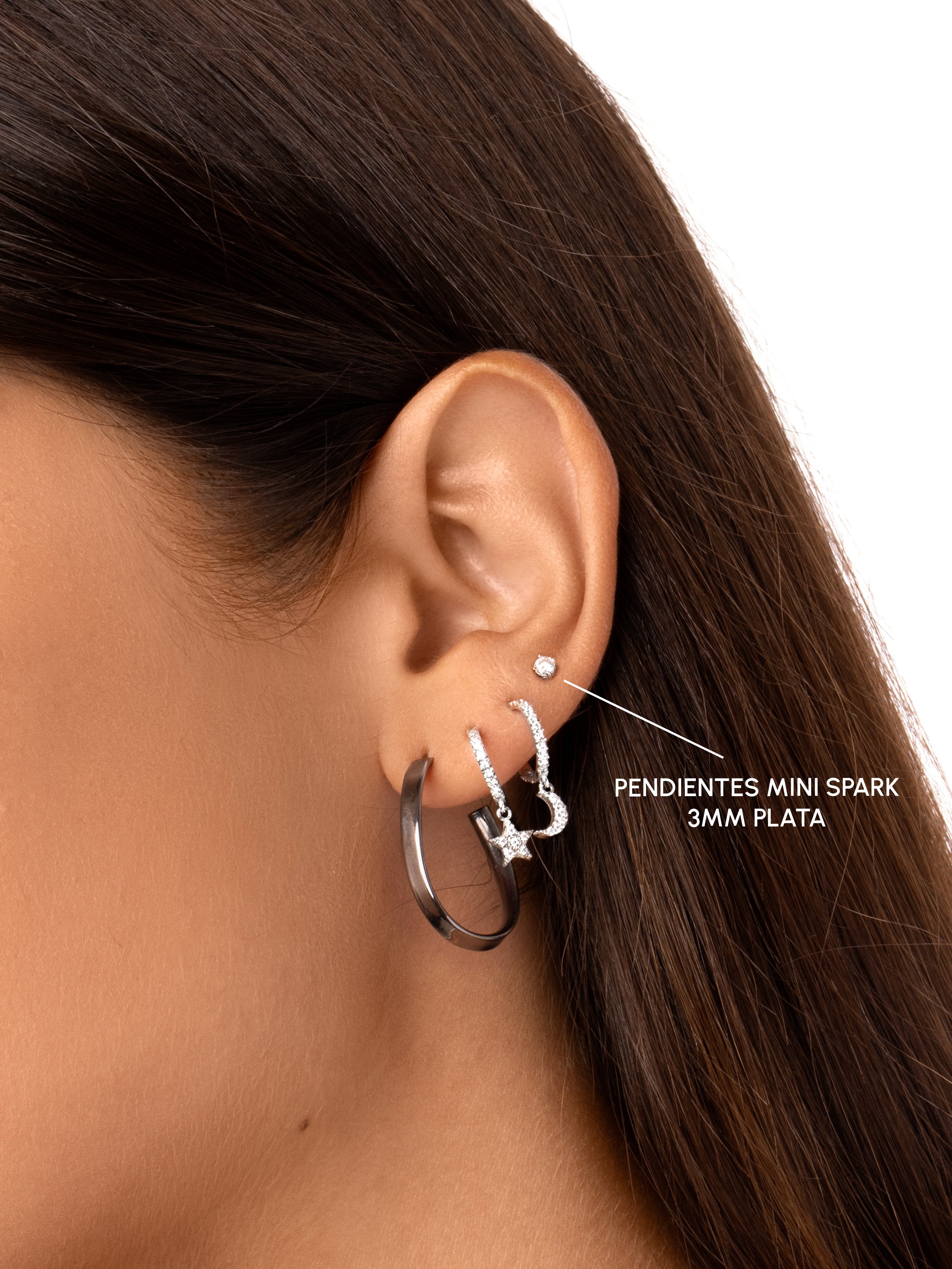 Pendientes Mini Spark 3mm Plata