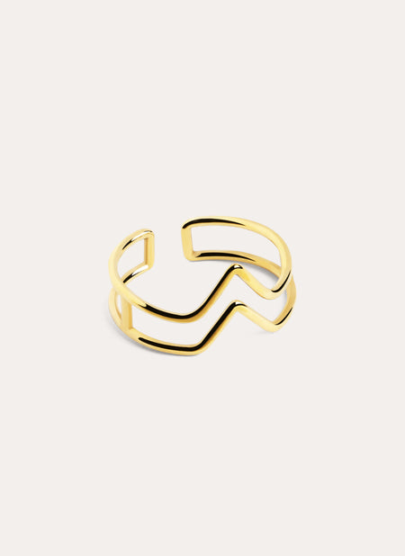 Anillo Double Peak Plata Baño Oro