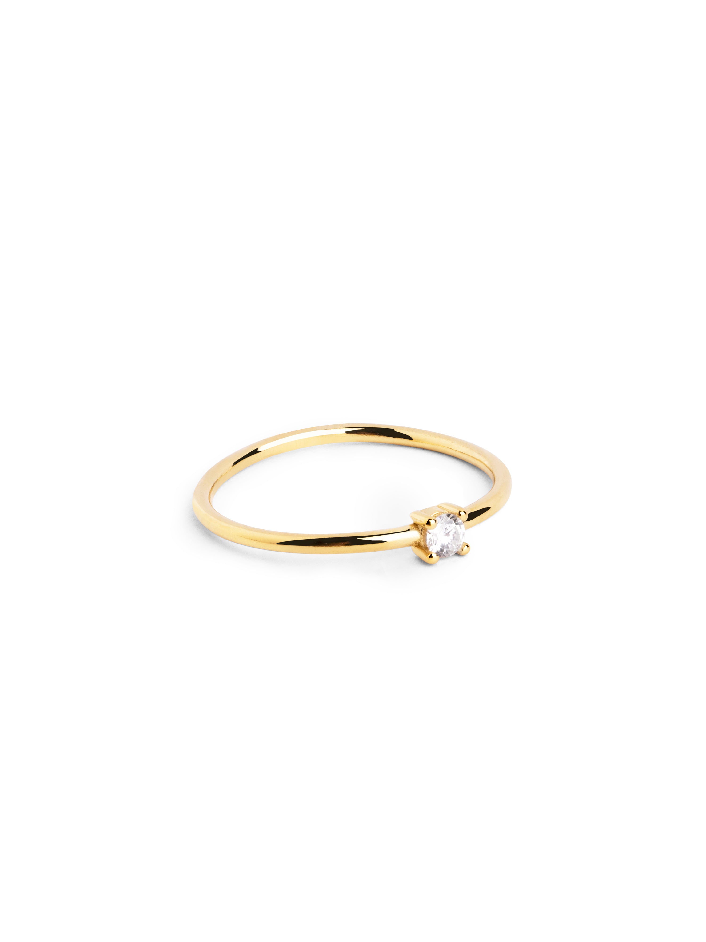 Anillo Single Spark Plata Baño Oro