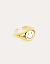 Anillo Smiley White Enamel Oro