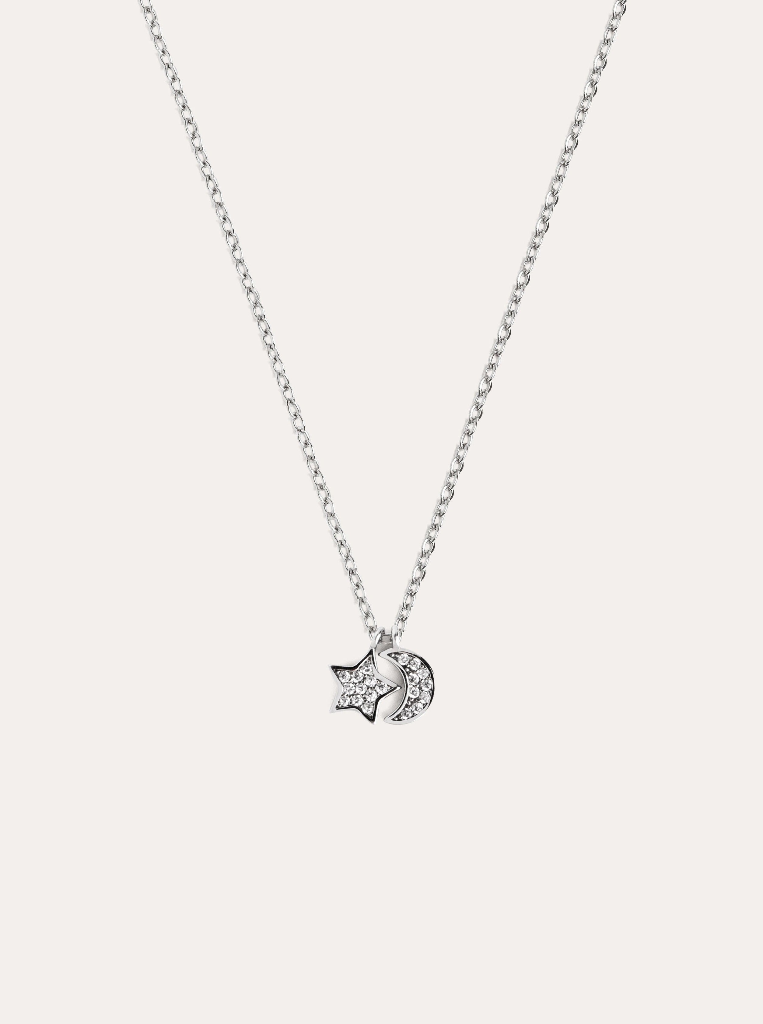 Collar Moon Star Diamonds Plata