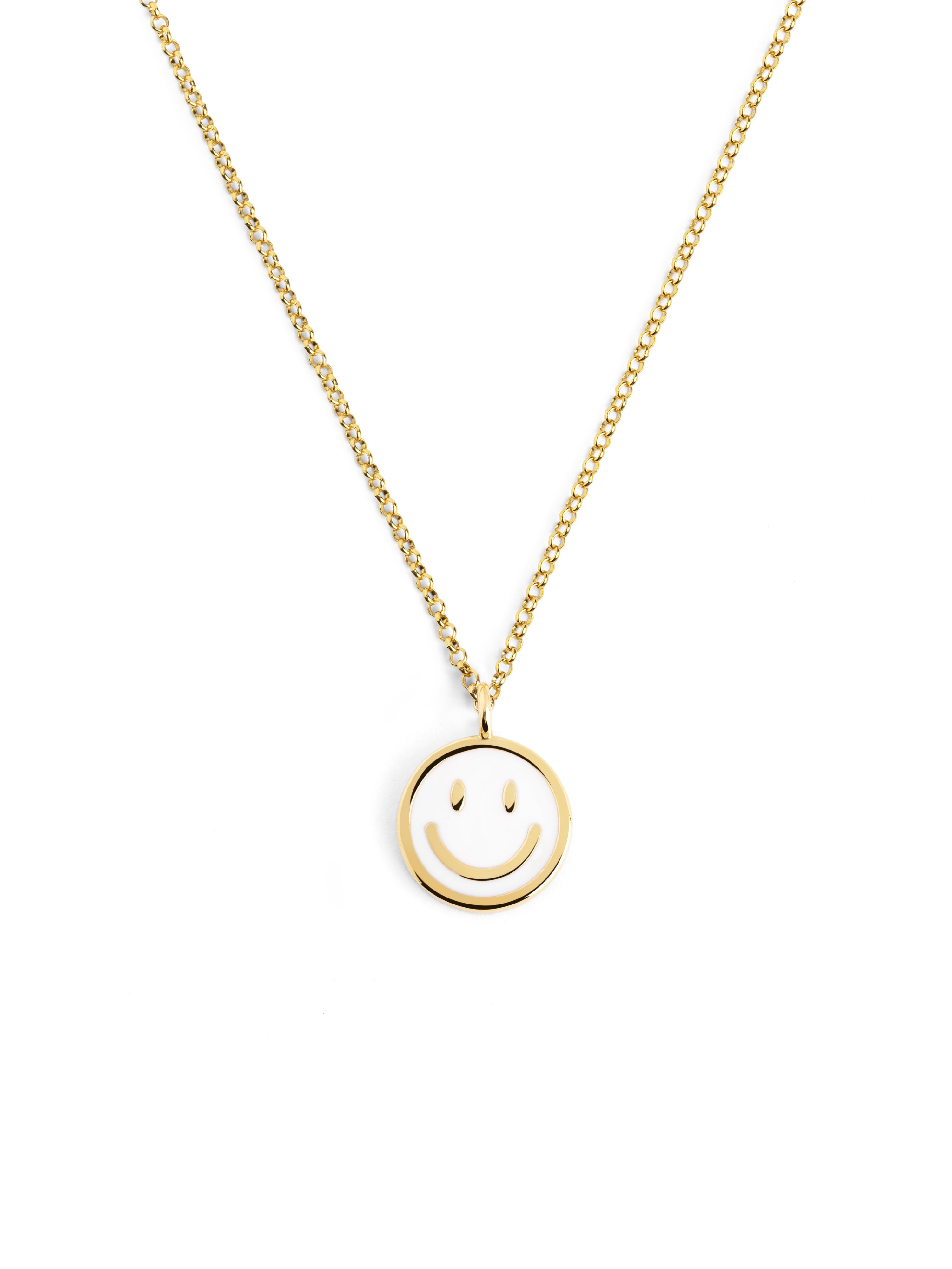 Collar Smiley White Enamel Baño Oro