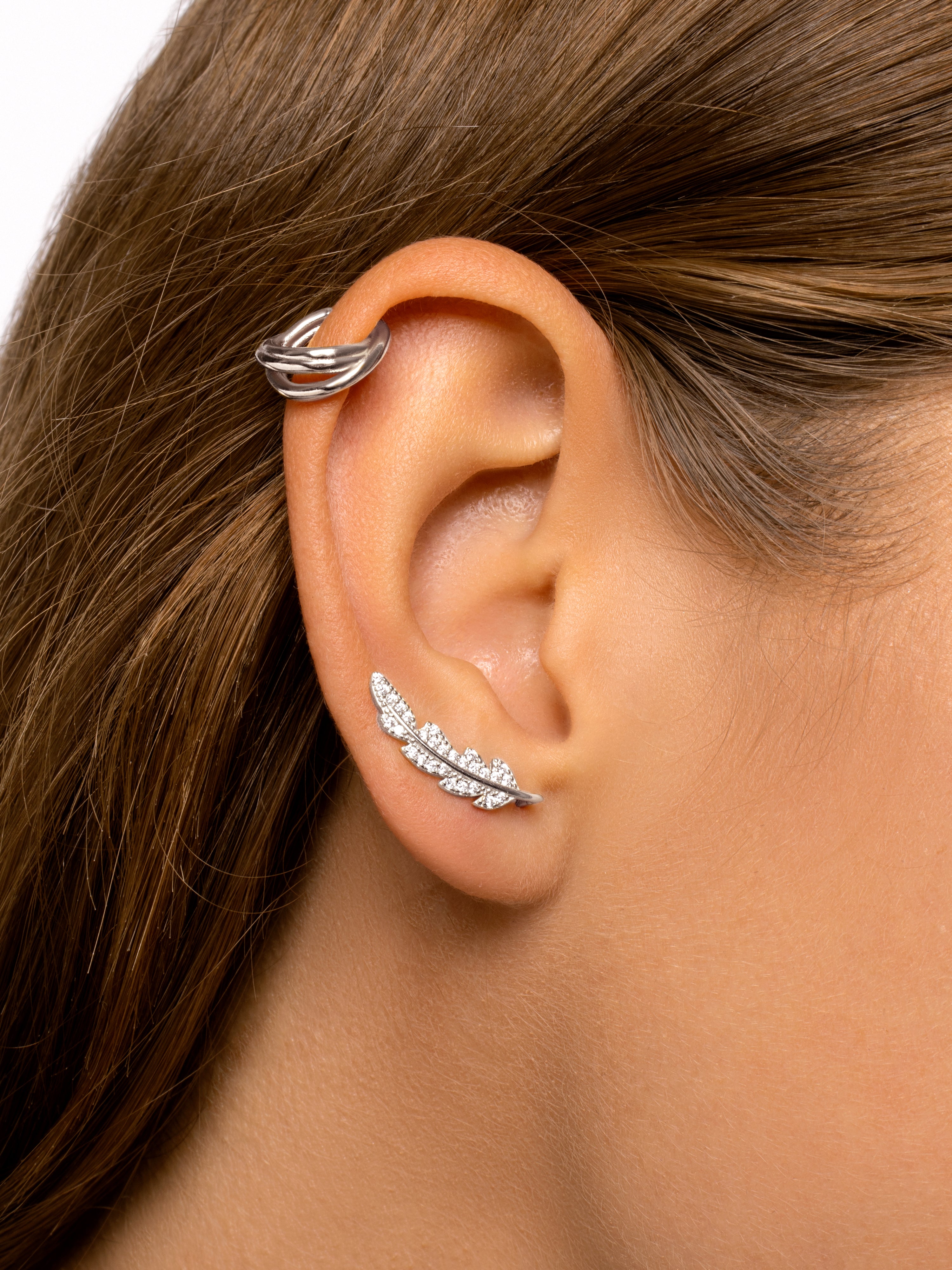 Pendientes Feather Sparks Plata Puesta