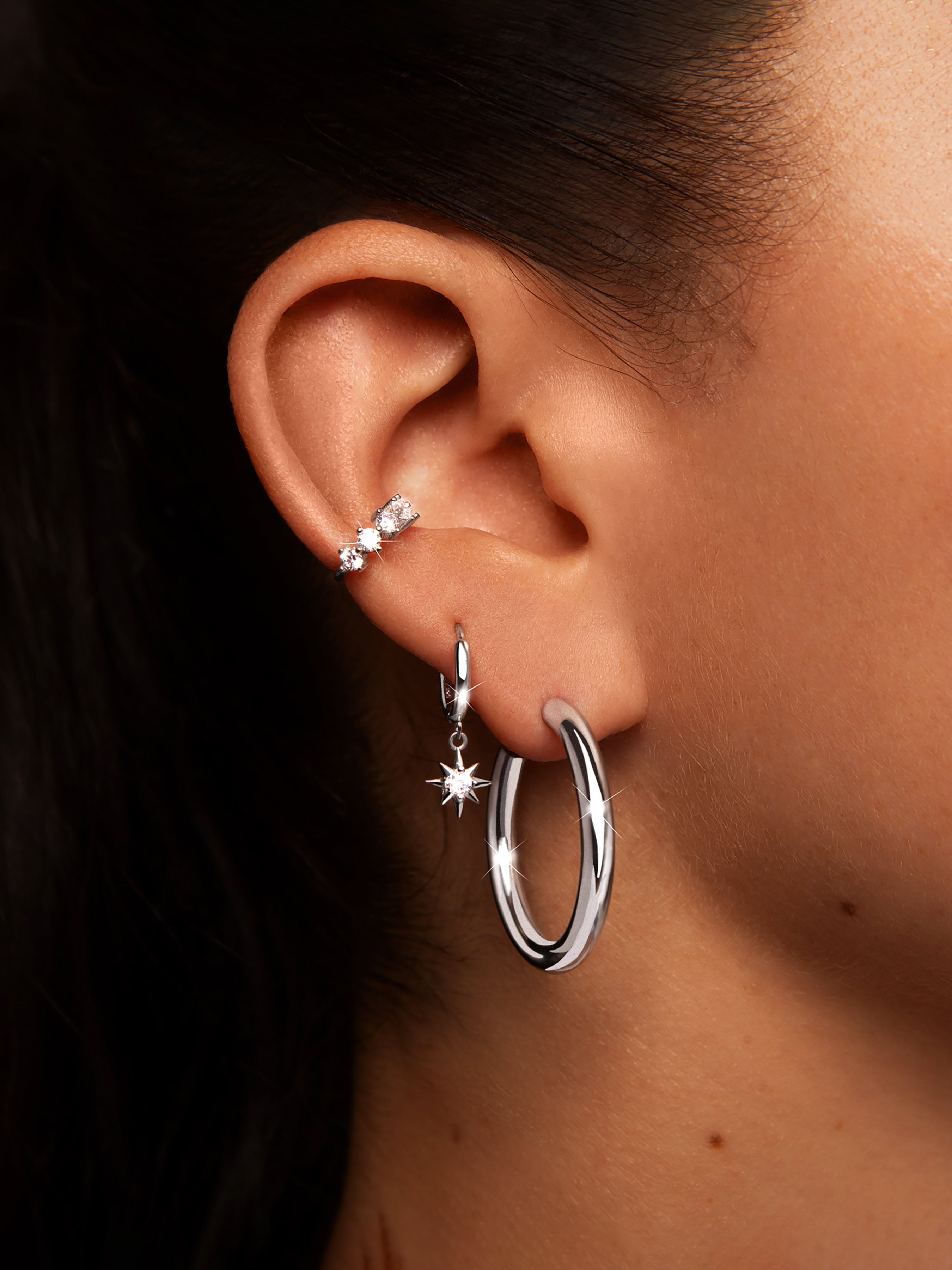 Pendientes Polar Star Plata Puesta