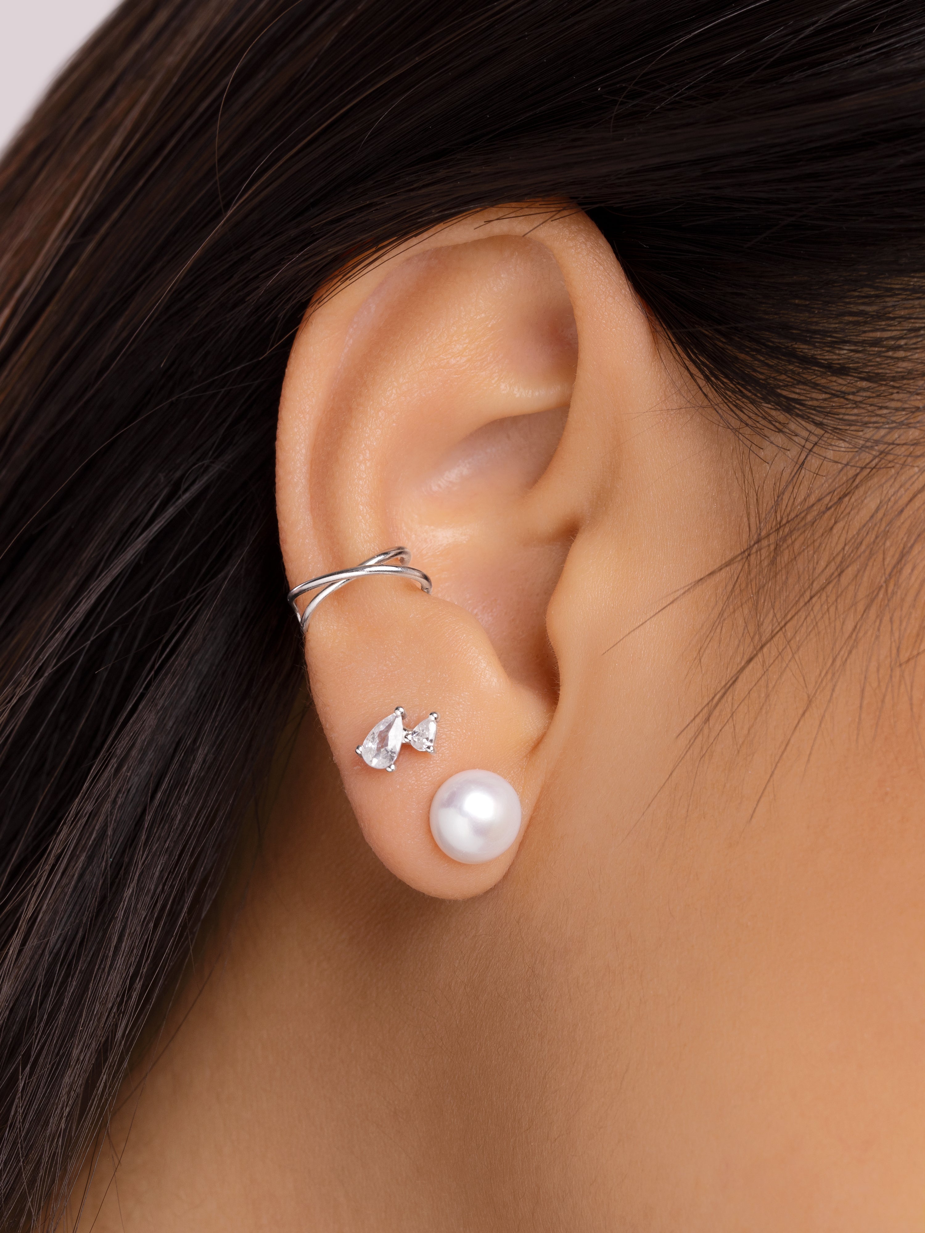 Pendientes Single Pearl Plata